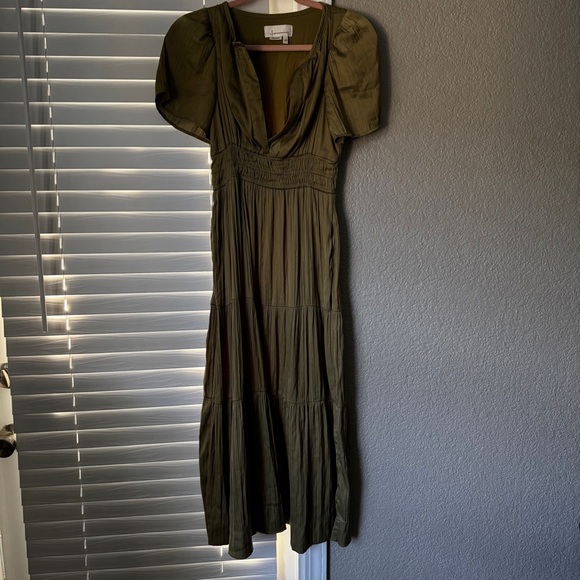 SUMMER COLLECTION ANTHROPOLOGIE Olive Green Maxi Dress Somerset collection - Picture 10 of 14